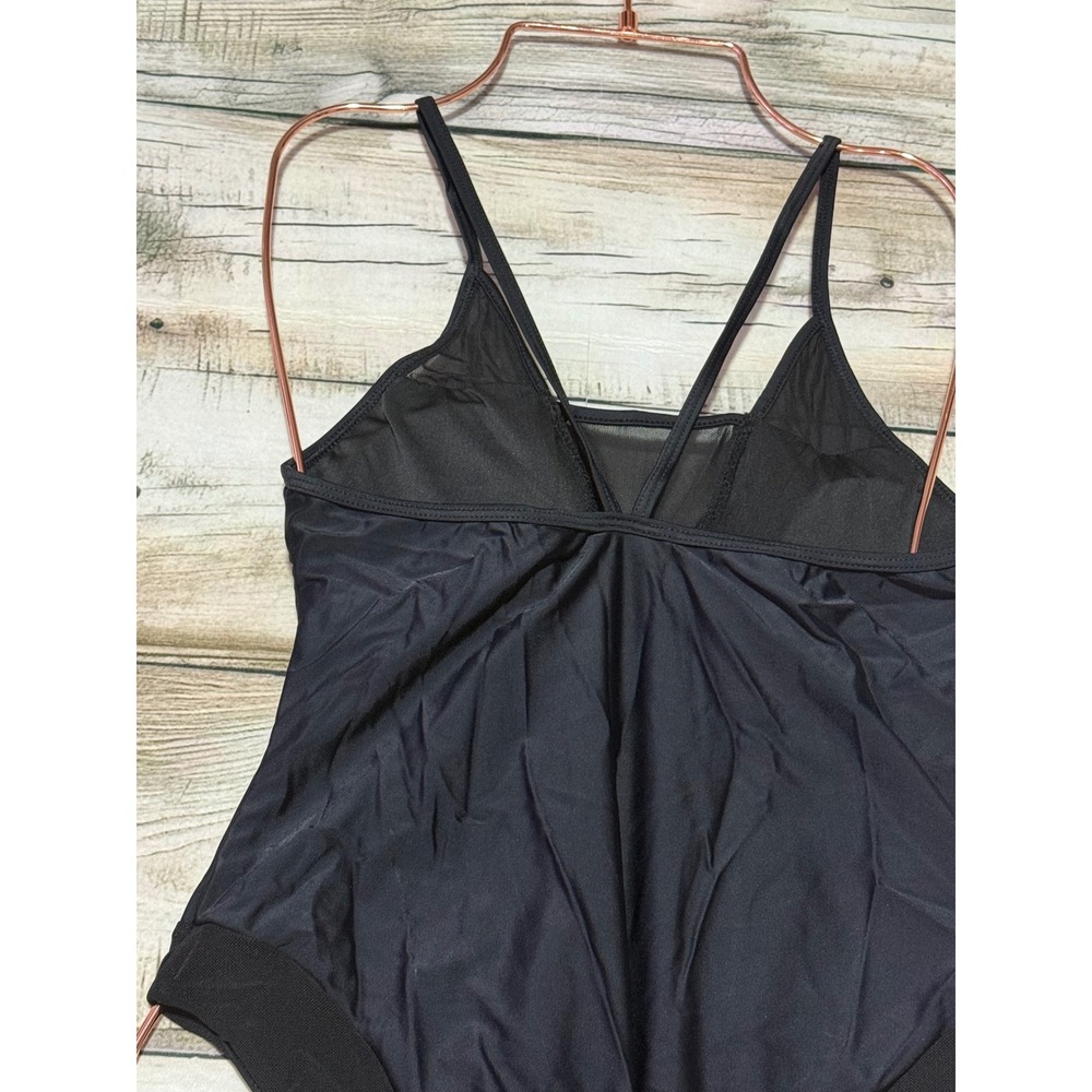 CUPSHE Black Mesh Panel One-Piece Swimsuit  Chic Sheer Detail Size M - Picture 9 of 13